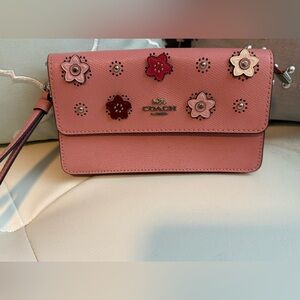 Coach Pink Floral Wrislet/ Crossbody or Clutch Bag